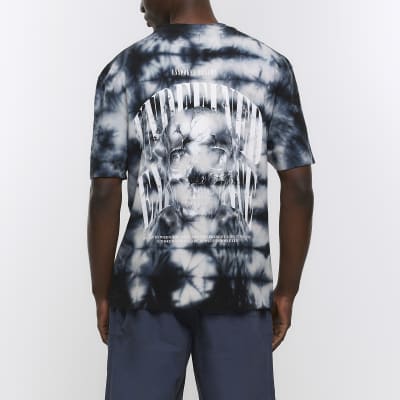 Black regular fit tie dye graphic t-shirt | River Island