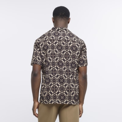 Black regular fit tie dye revere shirt