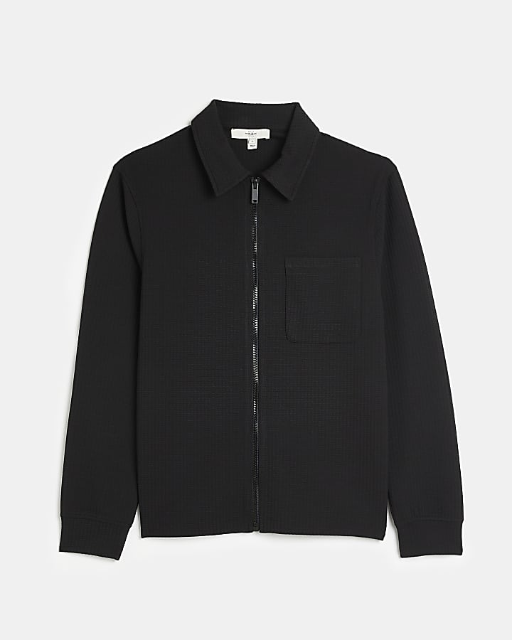 Black Regular fit twill textured jacket