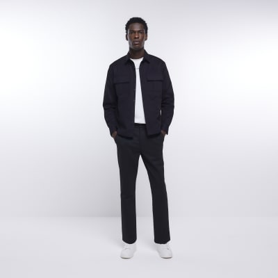 Black regular fit utility long sleeve shirt