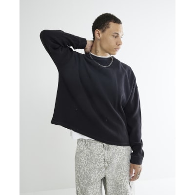 Black Regular Fit Washed Cut Out Top