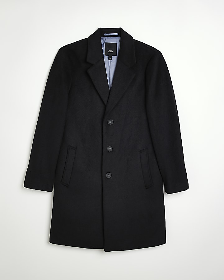 Black Regular fit wool blend Overcoat