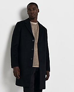 Black Regular fit wool blend Overcoat