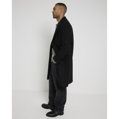 Black regular fit wool blend premium coat