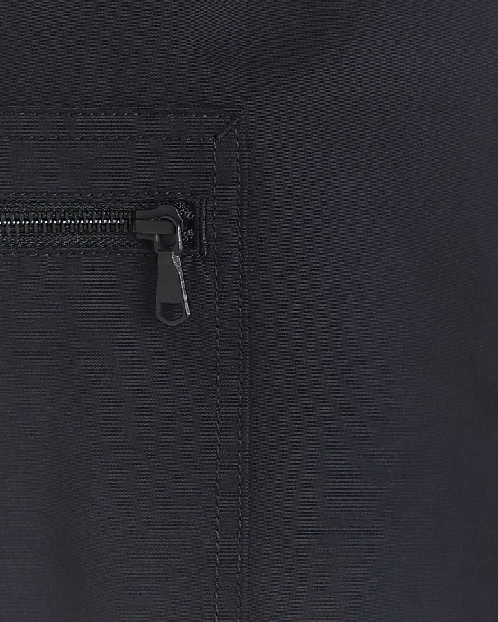 Black regular fit zip pocket cargo trousers
