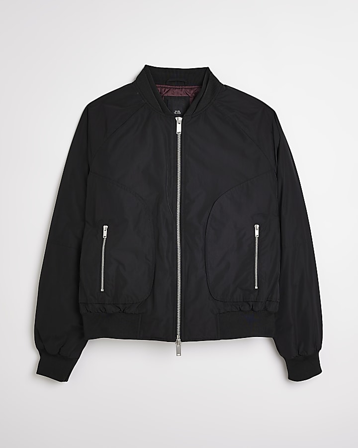 Black regular fit zip up MA1 bomber jacket