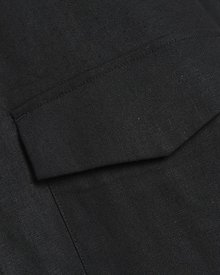 Black regular linen blend Harrington jacket