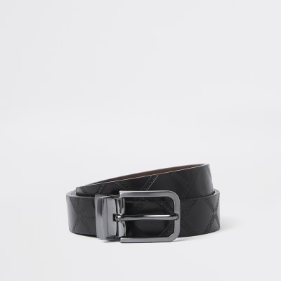 Black reversible diamond belt