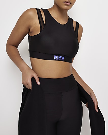 Black RI Active crossed straps sports bra
