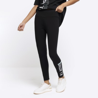 River Island Active – Czarne błyszczące legginsy modelujące