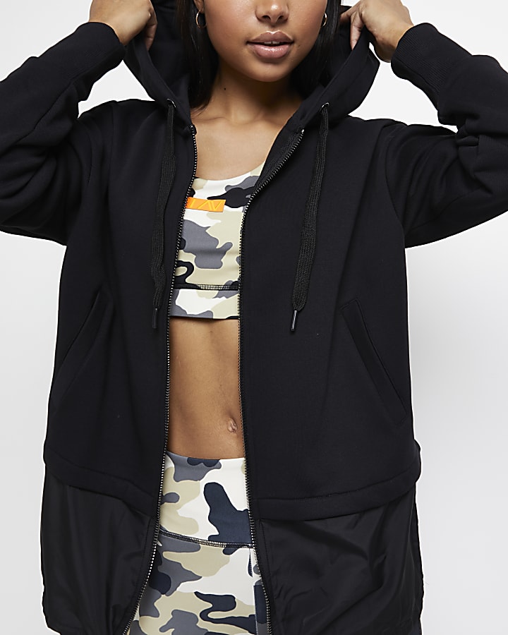 Black RI Active zip up hoodie
