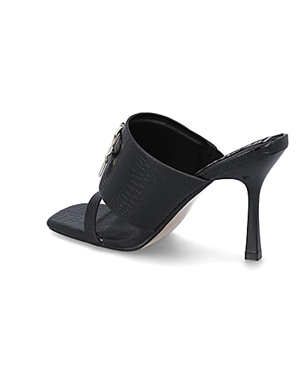 360 degree animation of product Black RI branded heeled mules frame-5