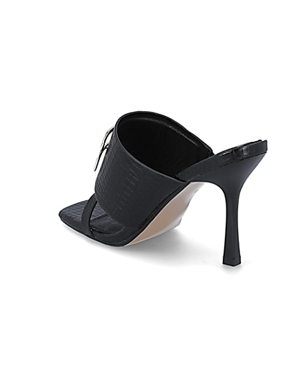 360 degree animation of product Black RI branded heeled mules frame-6