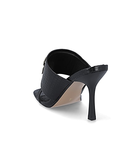 360 degree animation of product Black RI branded heeled mules frame-7