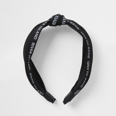 Black RI branded knot detail headband