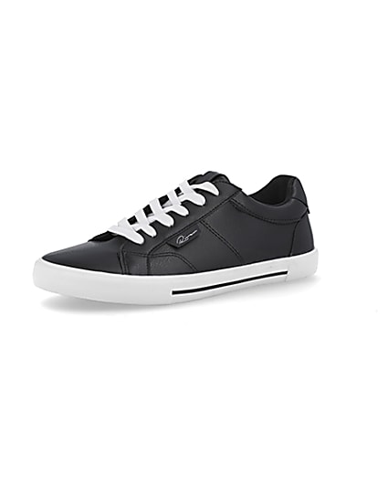 360 degree animation of product Black RI branded lace up trainers frame-1