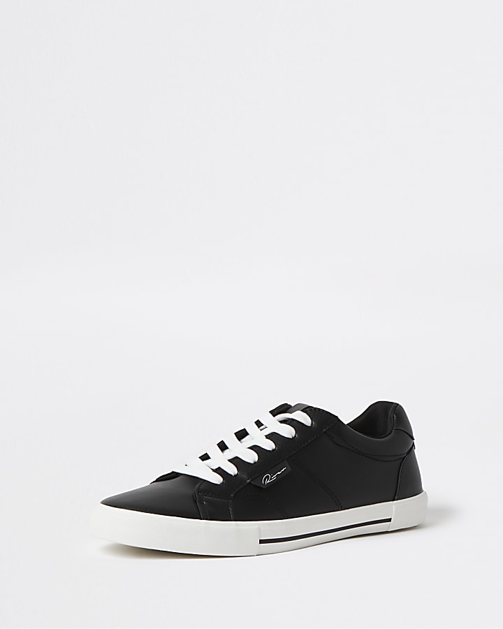 Black RI branded lace up trainers