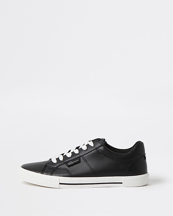 Black RI branded lace up trainers