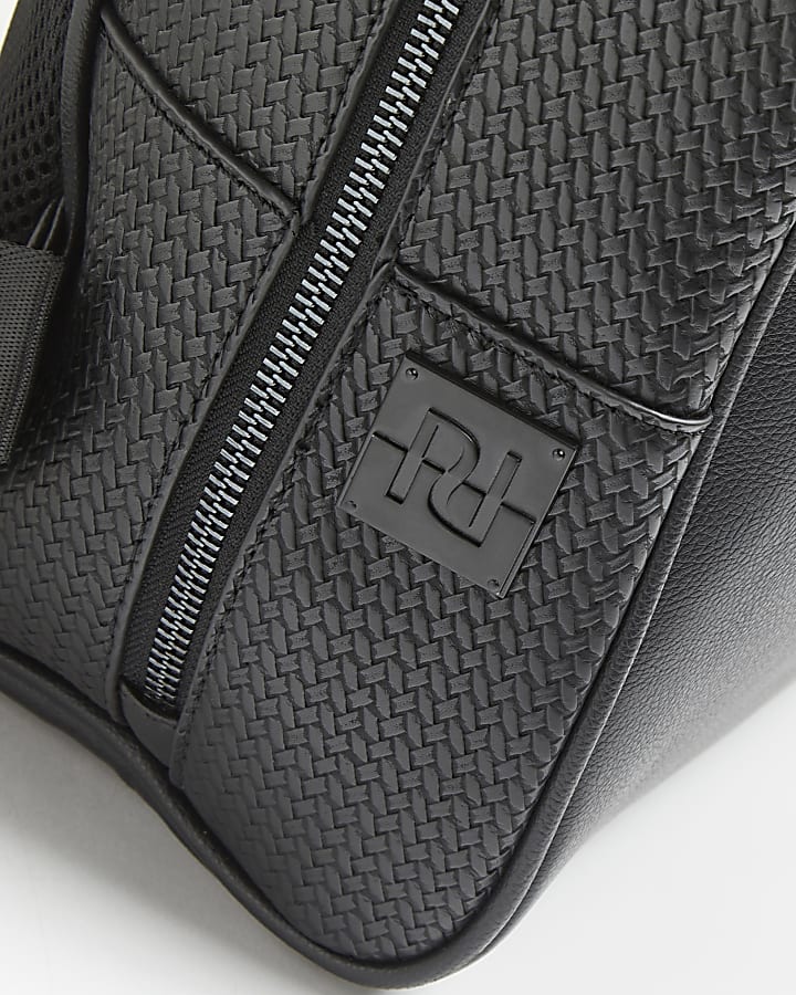 Black RI branded PU weave design rucksack