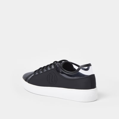 Black RI branded rubberised plimsoles