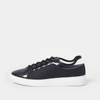 Black RI branded rubberised plimsoles
