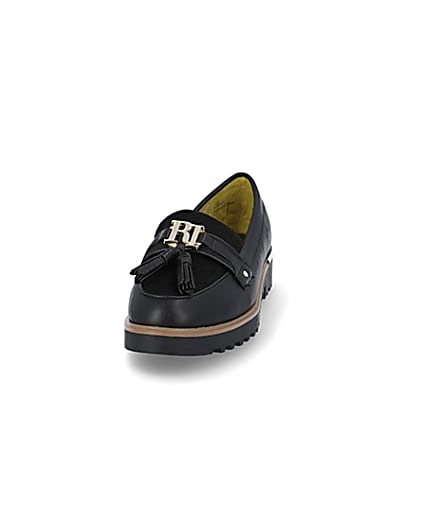 360 degree animation of product Black RI branded tassel loafers frame-22