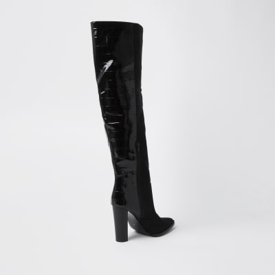 Black RI design high leg boots