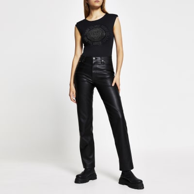 Black RI diamante bodysuit