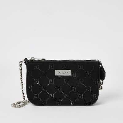 Black RI diamante embellished underarm bag