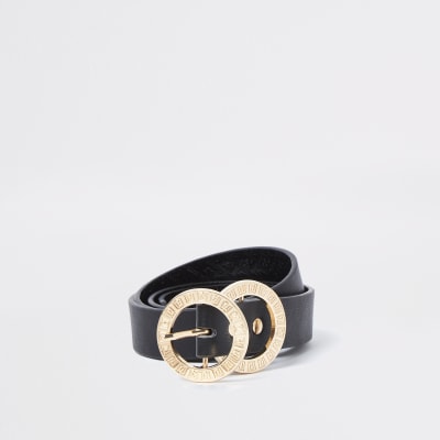 Black RI double ring buckle belt 