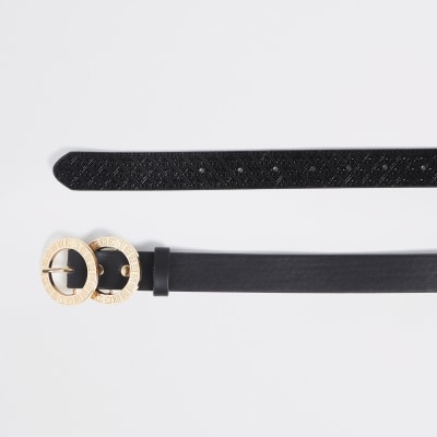 Black RI double ring buckle belt
