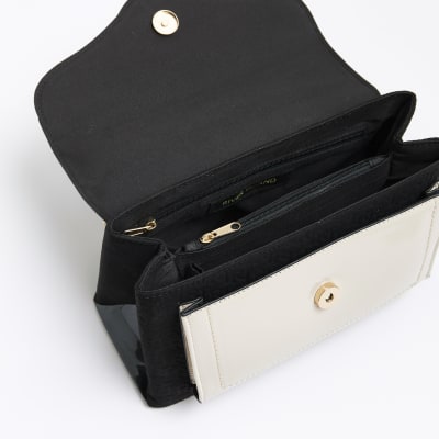 Black RI embossed chain shoulder bag River Island
