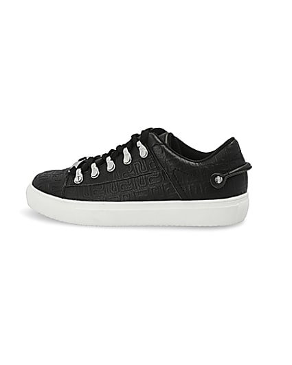 360 degree animation of product Black RI embossed lace-up trainers frame-4