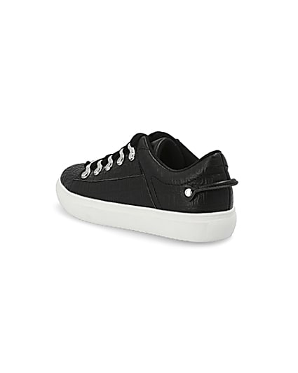 360 degree animation of product Black RI embossed lace-up trainers frame-6