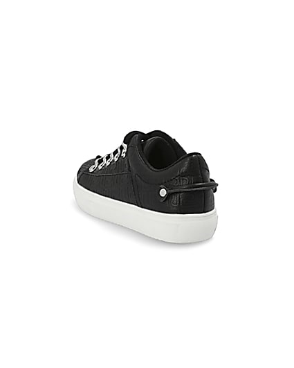 360 degree animation of product Black RI embossed lace-up trainers frame-7