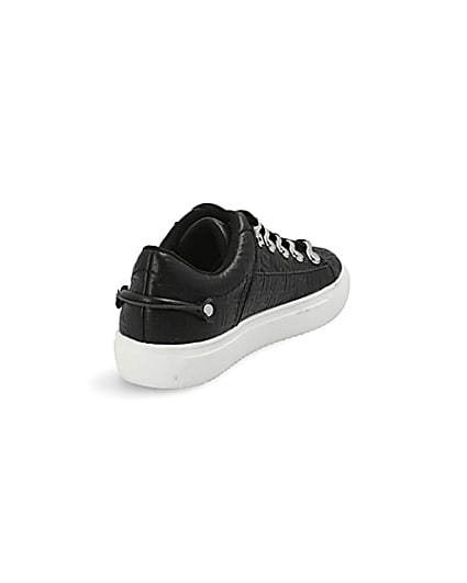 360 degree animation of product Black RI embossed lace-up trainers frame-11