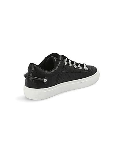 360 degree animation of product Black RI embossed lace-up trainers frame-12