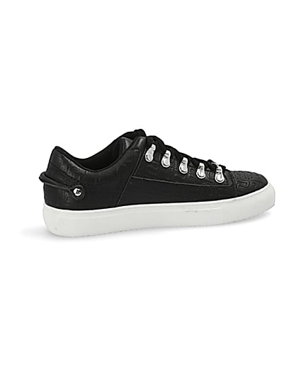 360 degree animation of product Black RI embossed lace-up trainers frame-14