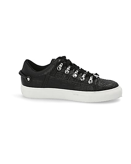 360 degree animation of product Black RI embossed lace-up trainers frame-16