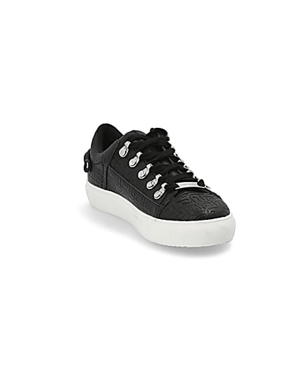 360 degree animation of product Black RI embossed lace-up trainers frame-19
