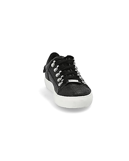 360 degree animation of product Black RI embossed lace-up trainers frame-20