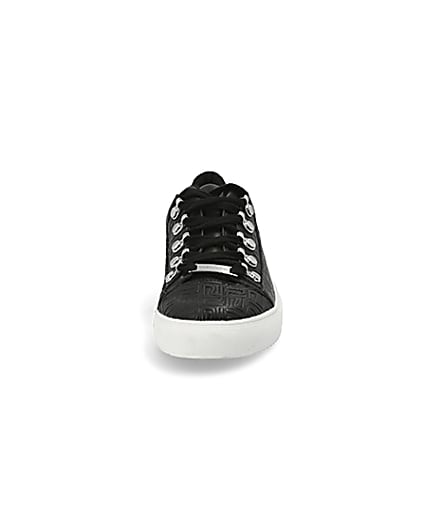 360 degree animation of product Black RI embossed lace-up trainers frame-21
