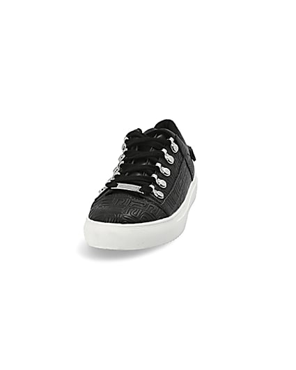 360 degree animation of product Black RI embossed lace-up trainers frame-22