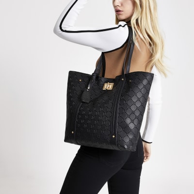 black shopper tote bag
