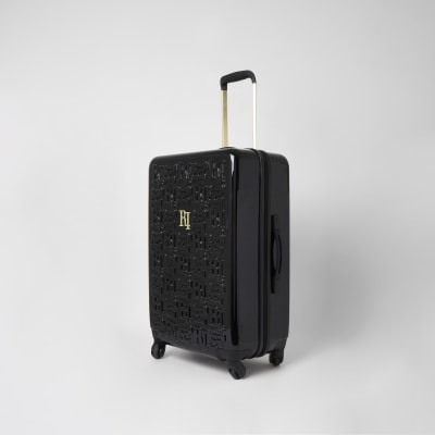 Black RI embossed medium suitcase
