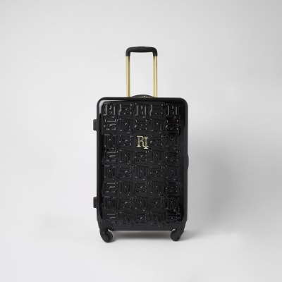 Black RI embossed medium suitcase