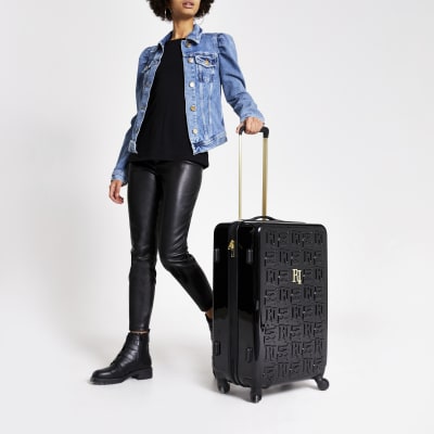 Black RI embossed medium suitcase
