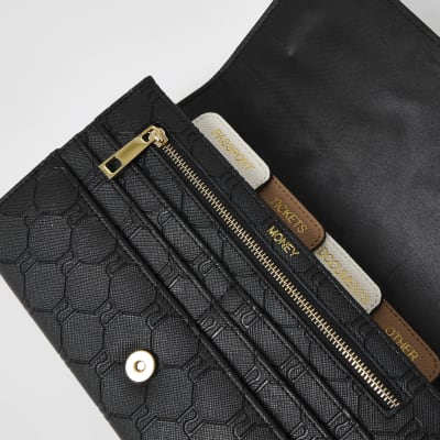 Black RI embossed travel wallet