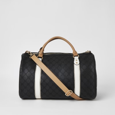 Black RI embossed weekend duffel bag