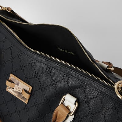 Black RI embossed weekend duffel bag
